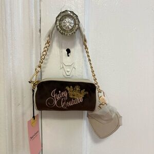 NWT Juicy Couture Brown Velvet Mini Chain Bag